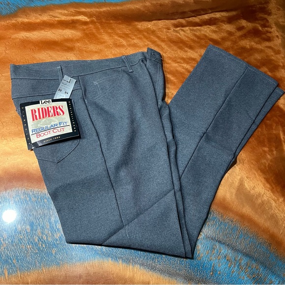 Vintage LEE Riders Gray Polyester Boot JEANS Deadstock USA Made Size 33x34 NOS